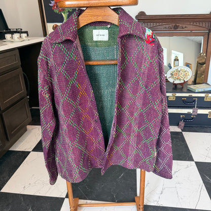 DAY & AGE Reversible Kantha Jacket — Magenta & Green