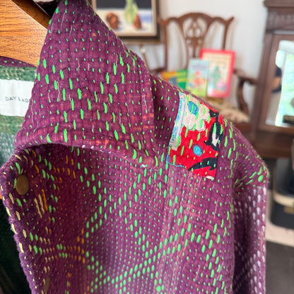 DAY & AGE Reversible Kantha Jacket — Magenta & Green