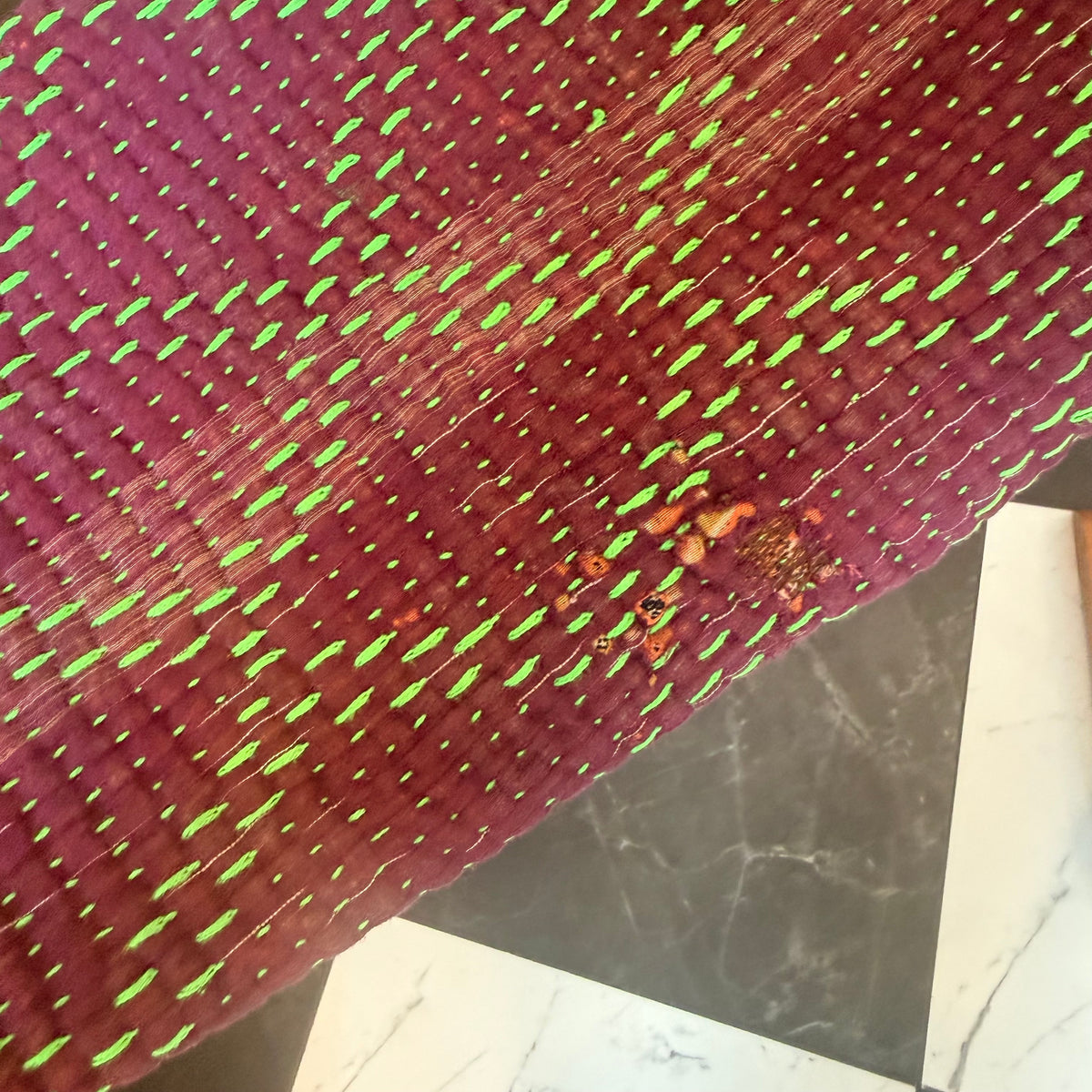 DAY & AGE Reversible Kantha Jacket — Magenta & Green