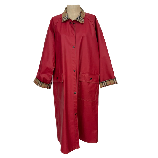 Vintage Red Reversible Plaid Raincoat with Burberry-Style Lining, 1970s
