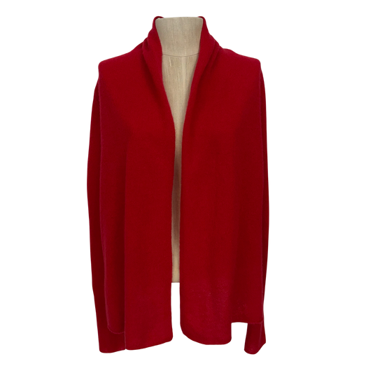 White + Warren Red 100% Cashmere Open-Front Cardigan (Small)