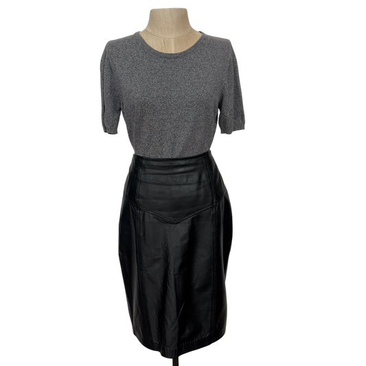 Vintage Black Leather High Waist Skirt Morningside Size 8