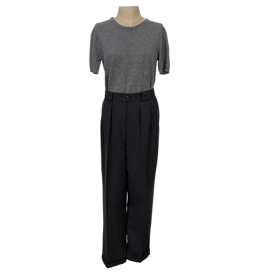 Jones New York Dark Gray Wool Pleated Trousers Size 8