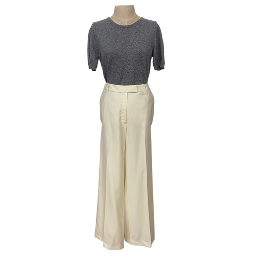 Peter Millar Ivory Wide Leg 100% Wool Dress Pants Size 4 High Rise Trousers