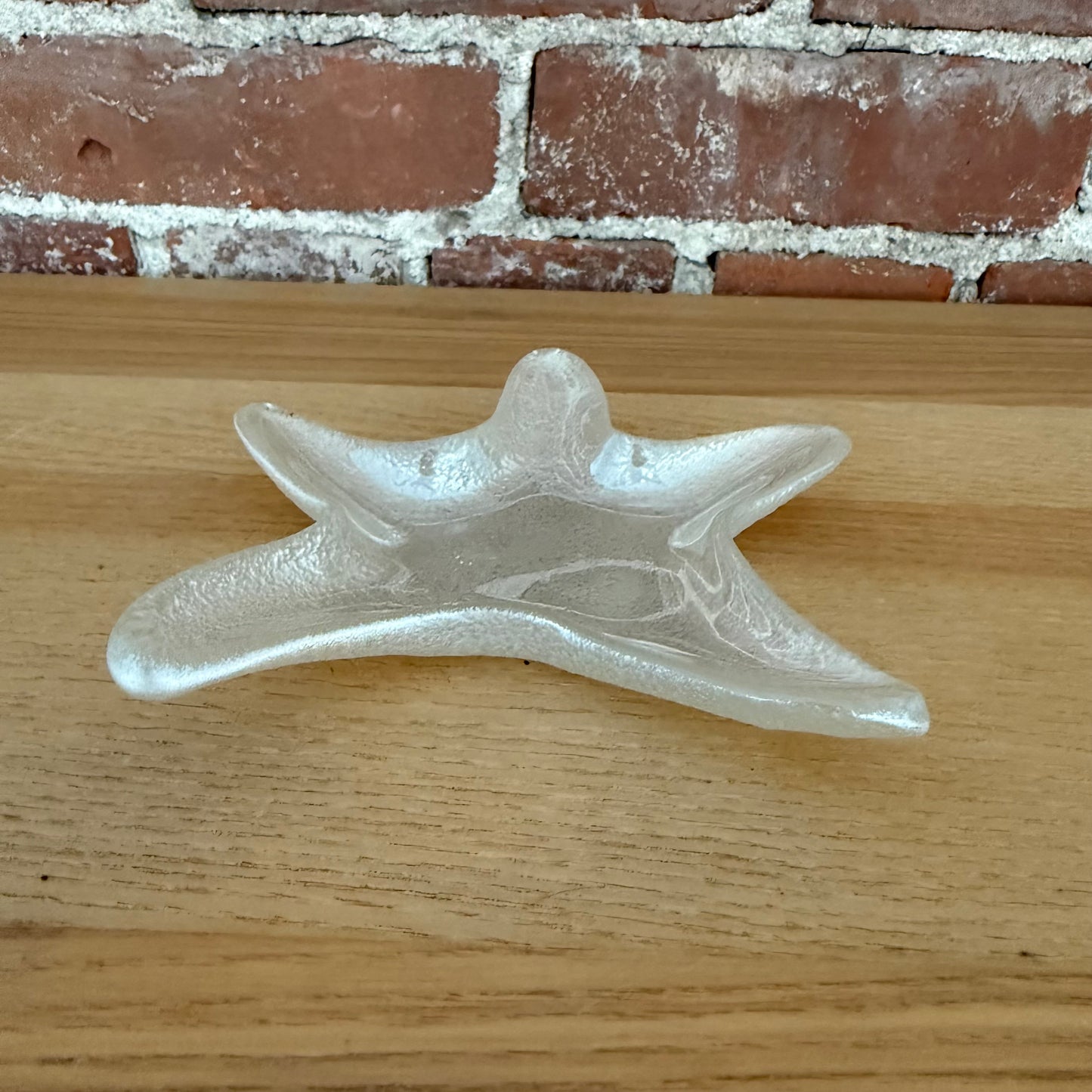 Vintage Clear Frosted Glass Starfish Trinket Dish Tray