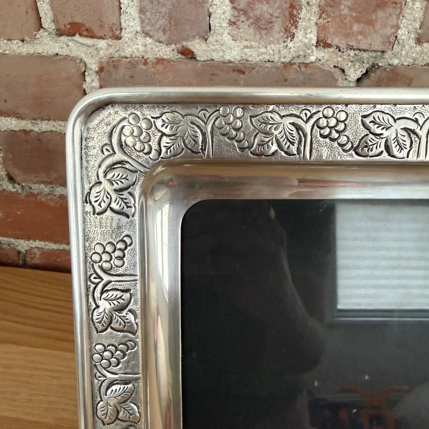 Pottery Barn Sterling Silver Grapevine 5x7 Vintage Picture Frame