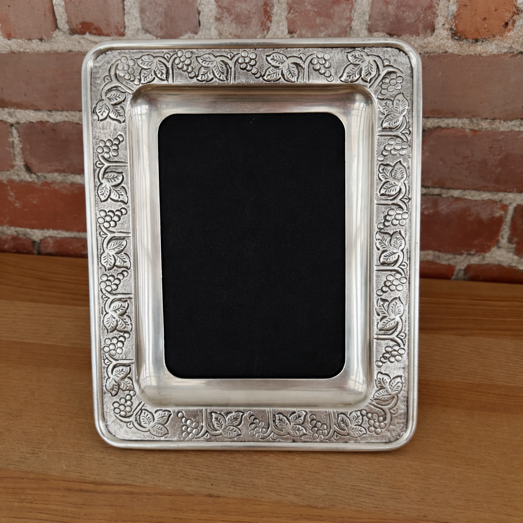 Pottery Barn Sterling Silver Grapevine 5x7 Vintage Picture Frame