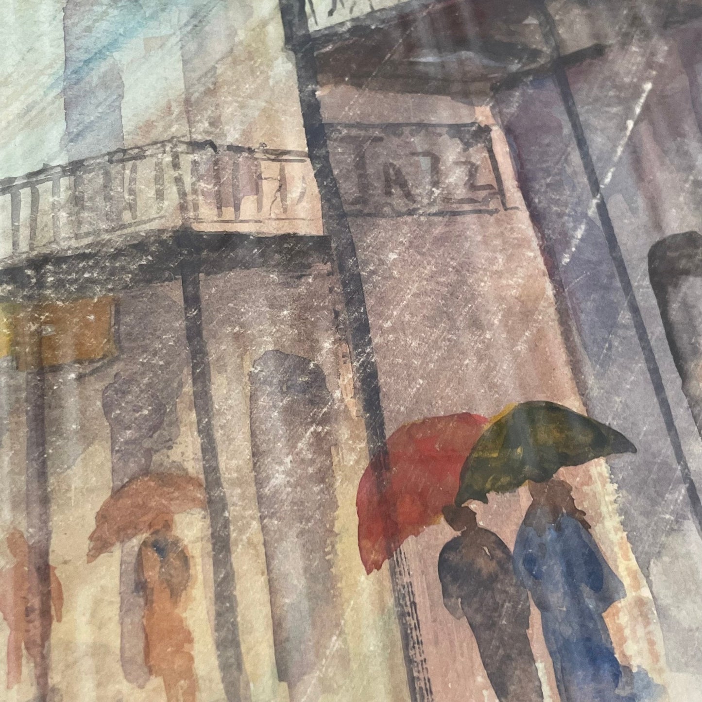 A. Emanuel Original Watercolor – New Orleans French Quarter Street Scene - Loom Vintage