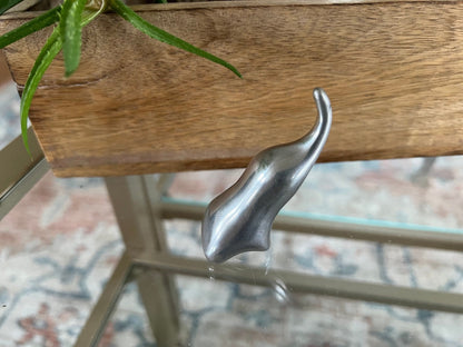 Abstract Silver-Tone Elephant Ring Holder — Modernist Cast Metal, Artist Signed, 2.5"H - Loom Vintage