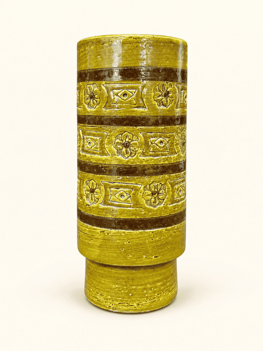 Vintage Aldo Londi for Bitossi green glaze cylinder vase, Italy, photo 1 of 7