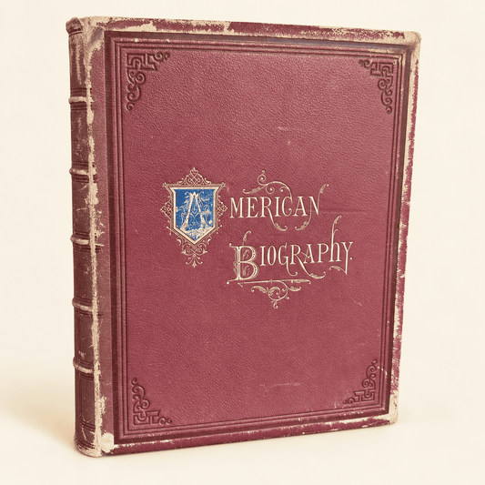 Antique American Biography, Sketches of Prominent Americans of the Present Century, Volume I, leather folio with steel portraits, front cover