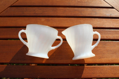 Anchor Hocking Milk Glass, Swirl, Milk + Sugar Bowl, Glass Dishes, Cream and Sugar Set - Loom Vintage