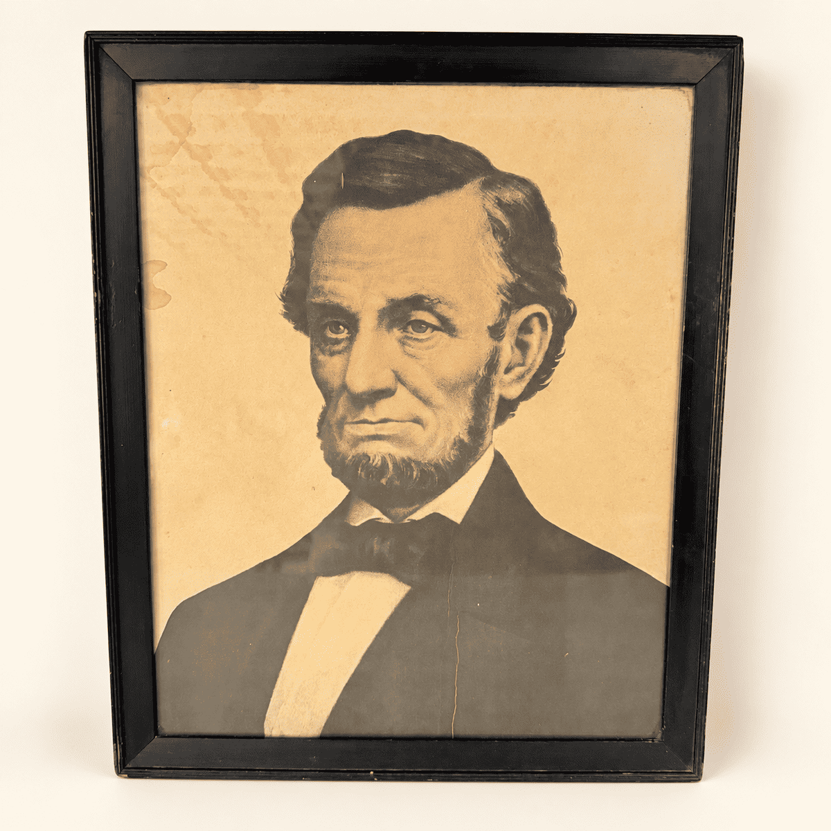 Antique sepia Abraham Lincoln portrait print, closer front view, photo 2 of 5