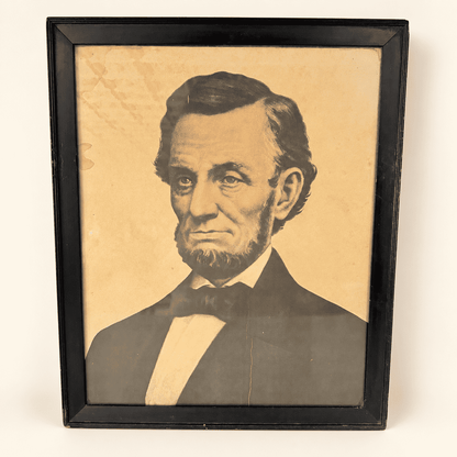 Antique sepia Abraham Lincoln portrait print, closer front view, photo 2 of 5