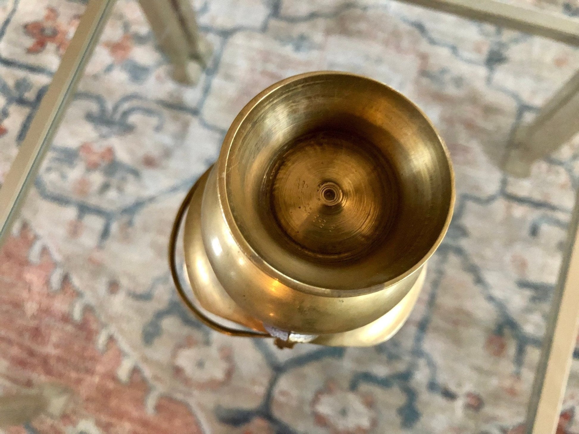 Antique Brass Mini Ash Pail, Planter, Pot, Bucket With Handle, Farmhouse Home Decor, Country French Decor, Copper Kitchen Campfire Pot - Loom Vintage