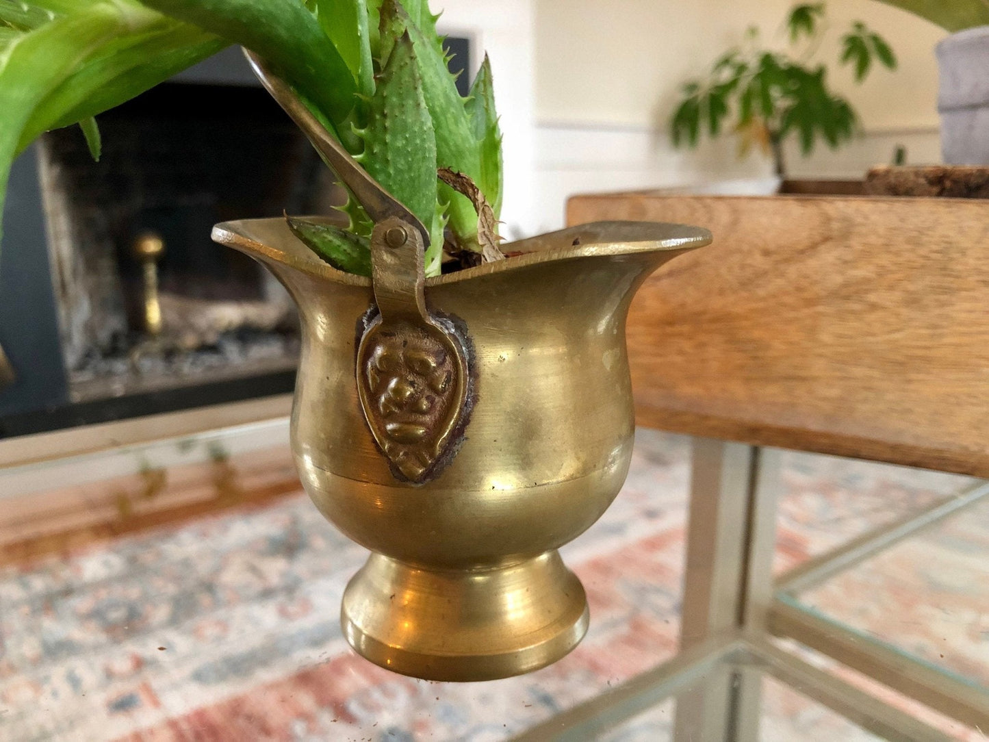 Antique Brass Mini Ash Pail, Planter, Pot, Bucket With Handle, Farmhouse Home Decor, Country French Decor, Copper Kitchen Campfire Pot - Loom Vintage