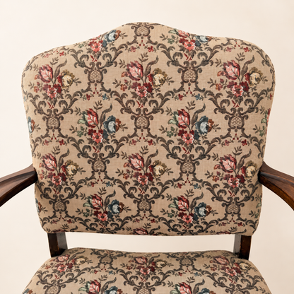 Antique Georgian Revival Armchair in Floral Tapestry, 1910s–1920s
