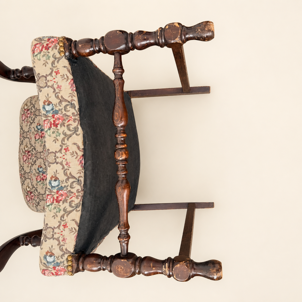 Antique Georgian Revival Armchair in Floral Tapestry, 1910s–1920s