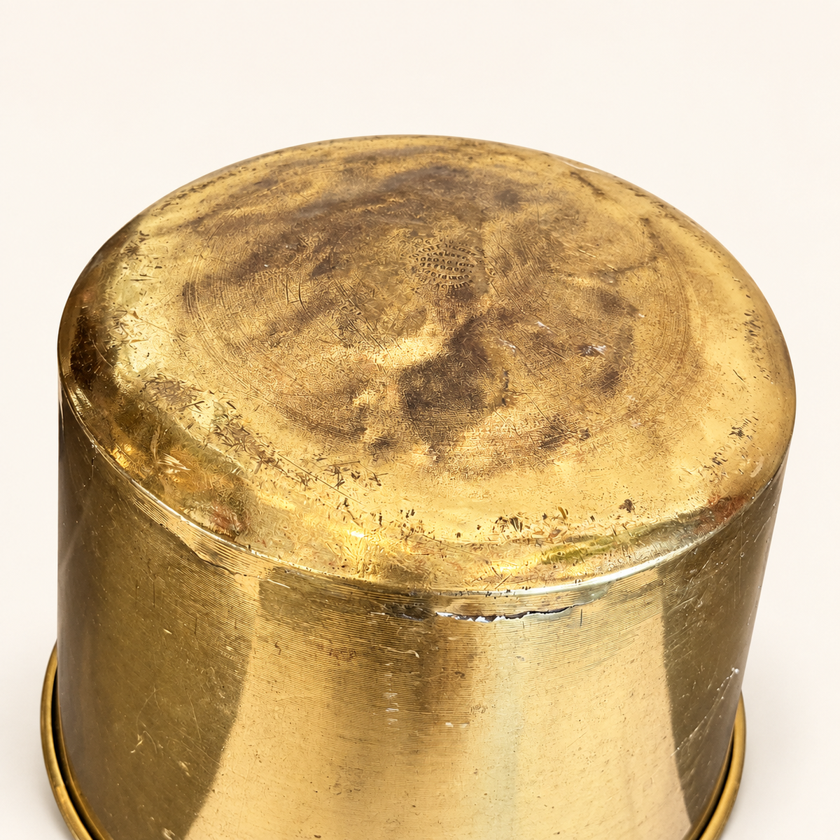 Antique H.W. Hayden patent spun brass pail with iron bail handle, photo 7 of 8