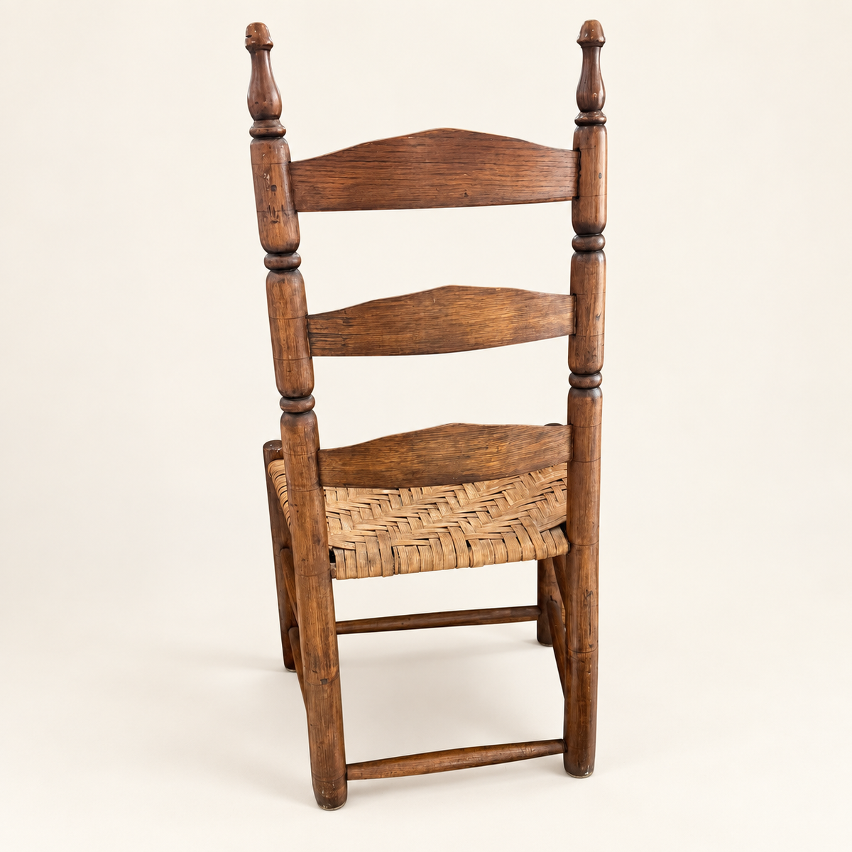 Primitive country ladder-back chair with woven splint seat