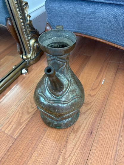 Antique Persian Copper Aftaba Ewer, 19th Century — Verdigris Patina - Loom Vintage