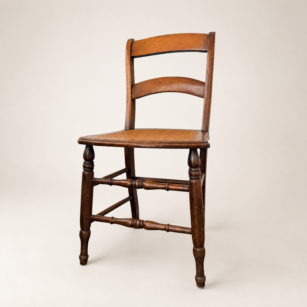 Antique Victorian Caned Side Chair, Turned Legs, 1880s-1900s