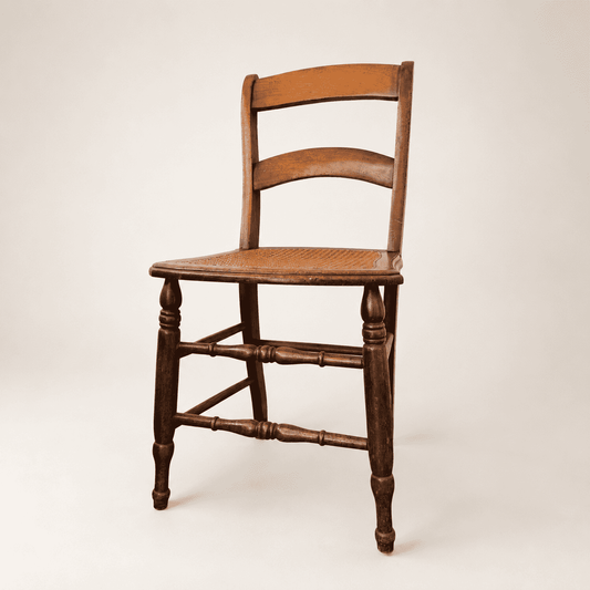 Antique Victorian Caned Side Chair, Turned Legs, 1880s-1900s