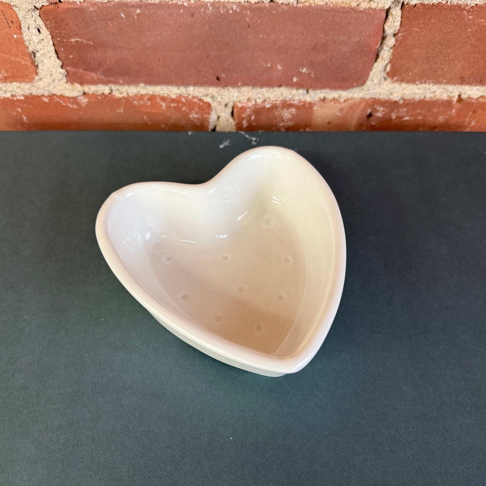Apilco France White Heart - Shaped Porcelain Soap Dish or Trinket Tray - Loom Vintage