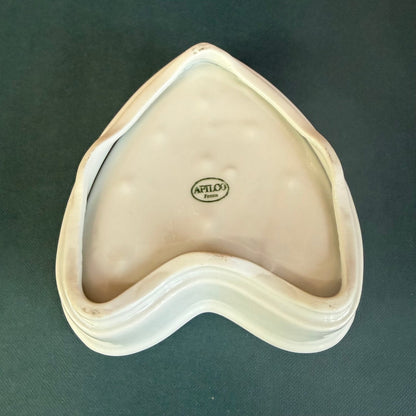Apilco France White Heart - Shaped Porcelain Soap Dish or Trinket Tray - Loom Vintage
