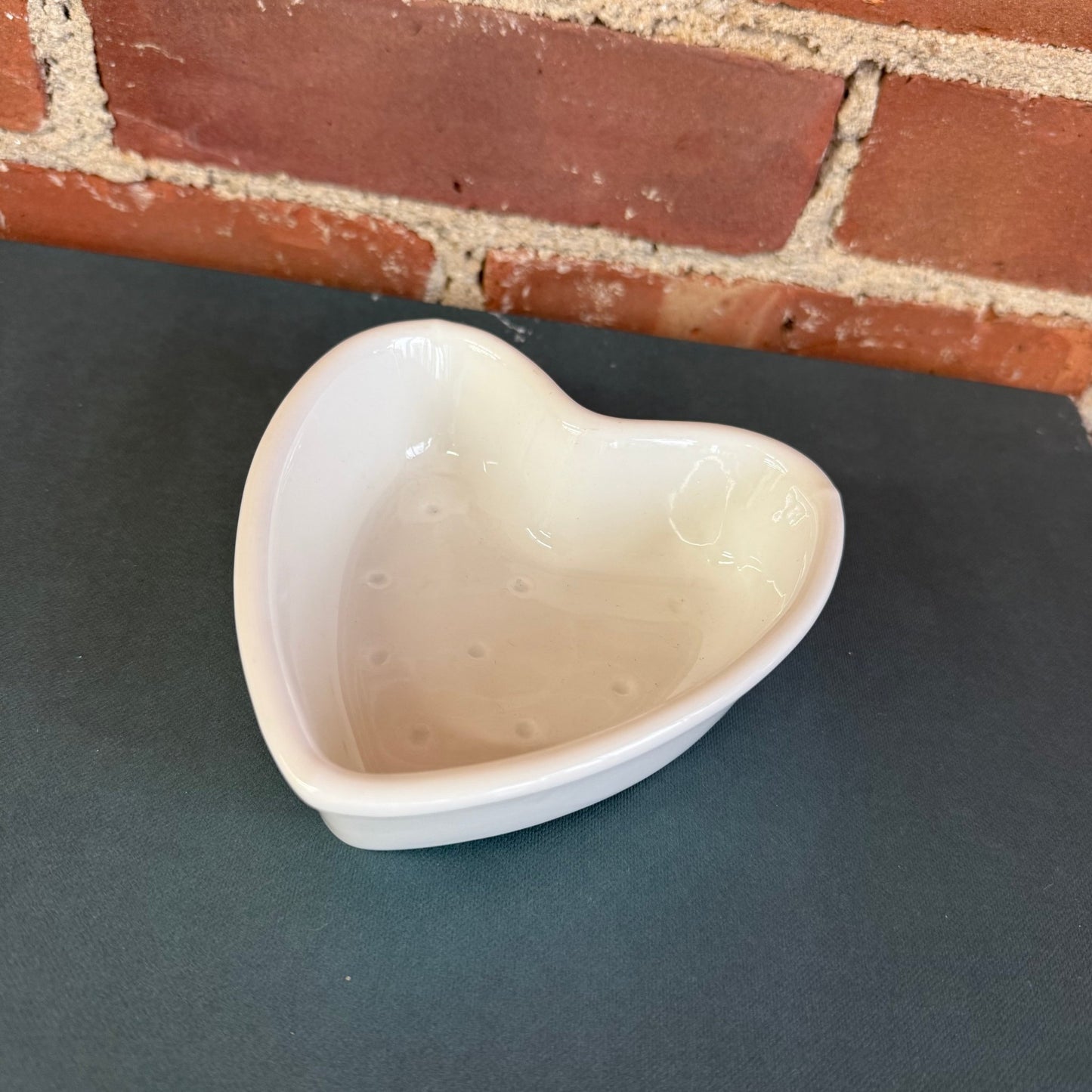 Apilco France White Heart - Shaped Porcelain Soap Dish or Trinket Tray - Loom Vintage