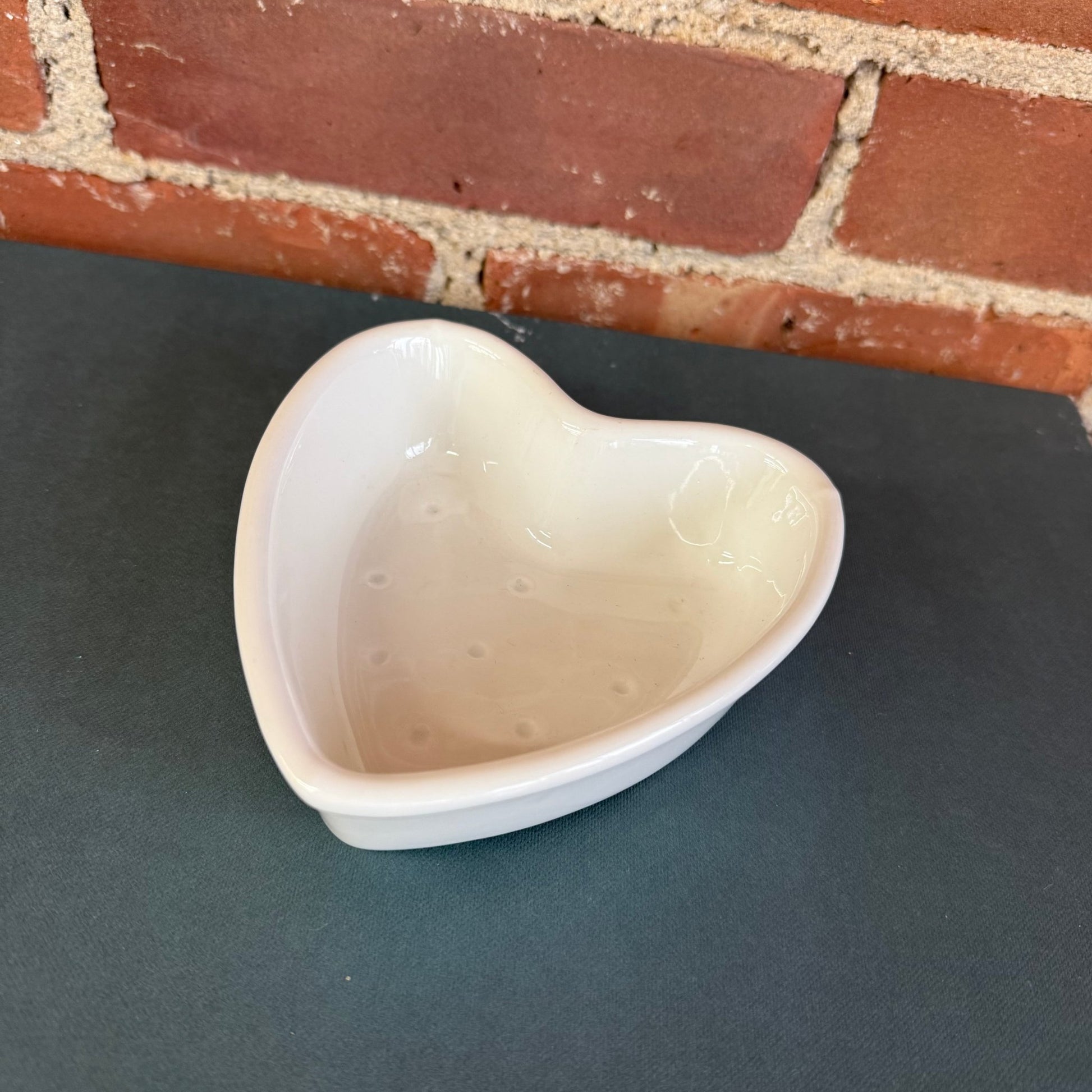 Apilco France White Heart - Shaped Porcelain Soap Dish or Trinket Tray - Loom Vintage