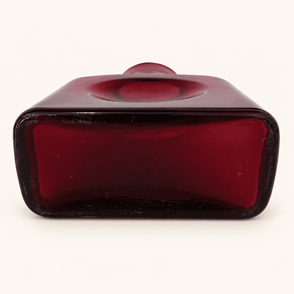 Unmarked base of the vintage Blenko 384 ruby water bottle