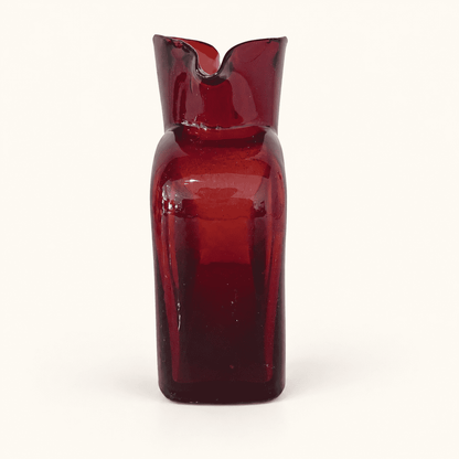 Side profile of the Blenko 384 ruby water bottle