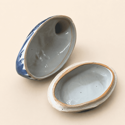 Blue and White Hand Painted Duck Box, Lidded Ceramic
