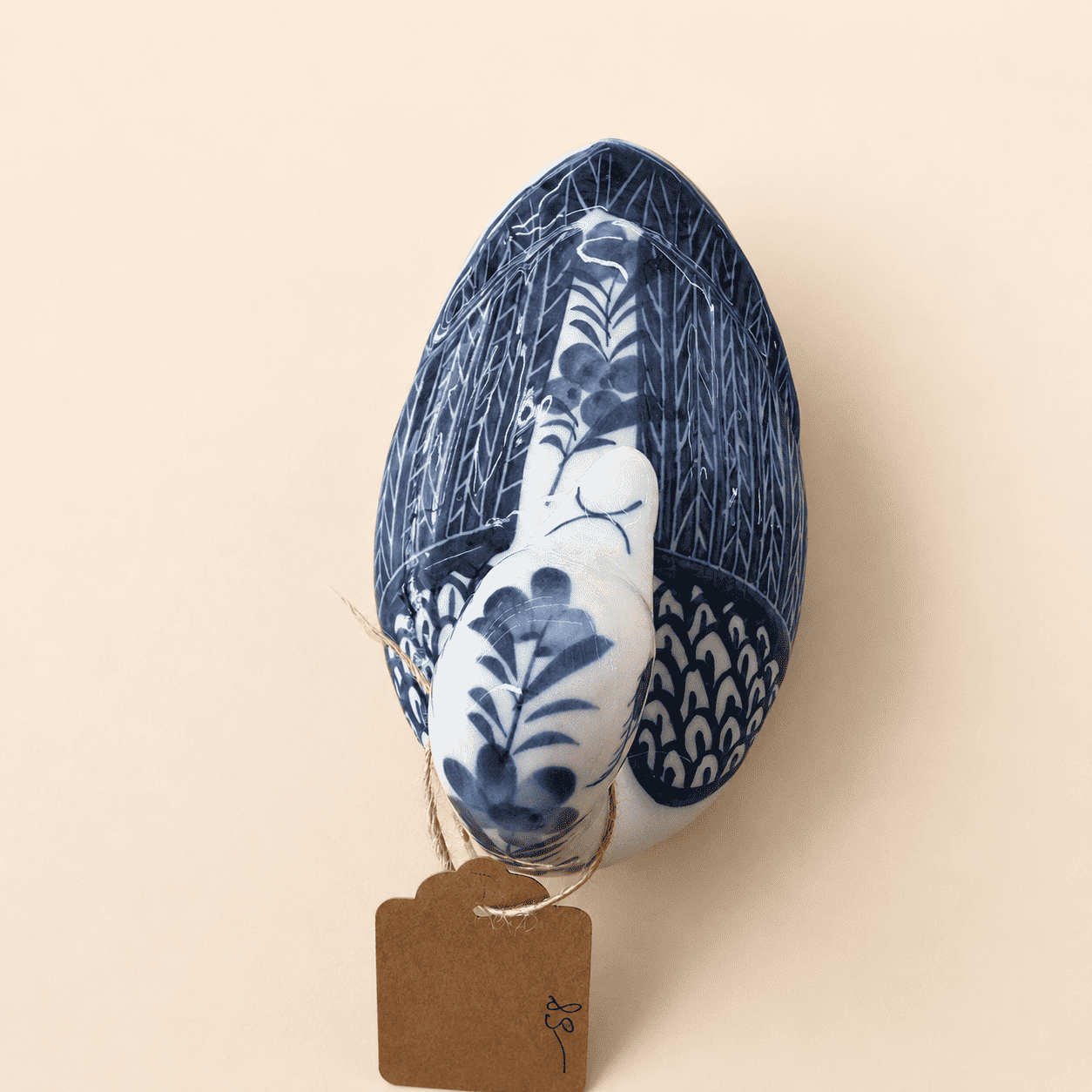 Blue and White Hand Painted Duck Box, Lidded Ceramic