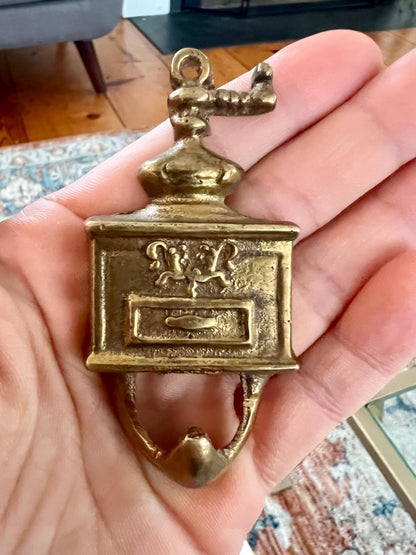 Brass Coffee Grinder Wall Hook — Kitchen Towel Hook, 3"H - Loom Vintage