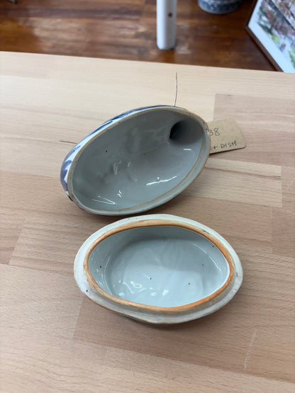 Ceramic Blue and White Duck Trinket Box with Lid – Vintage Decorative Dish - Loom Vintage