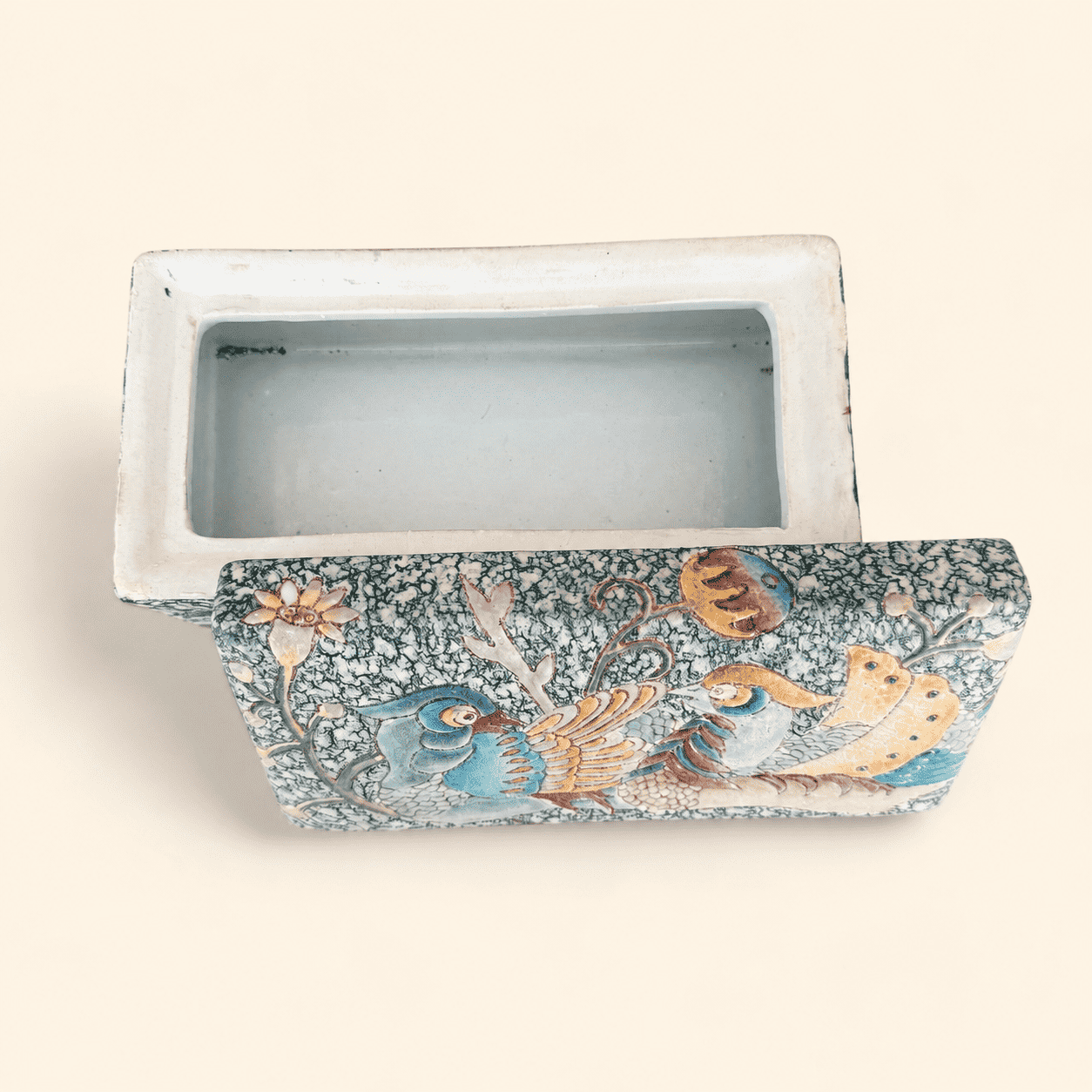 Chinese Porcelain Box, Enameled Birds, Lidded – Loom Vintage