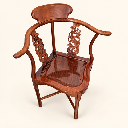 Carved openwork floral splat on rosewood corner chair