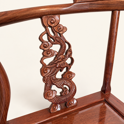 Mortise-and-tenon joinery on rosewood corner chair frame