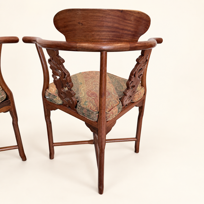 Vintage Chinese rosewood horseshoe corner chair