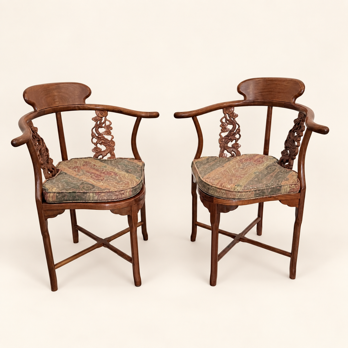 Chinese rosewood corner chair, front view