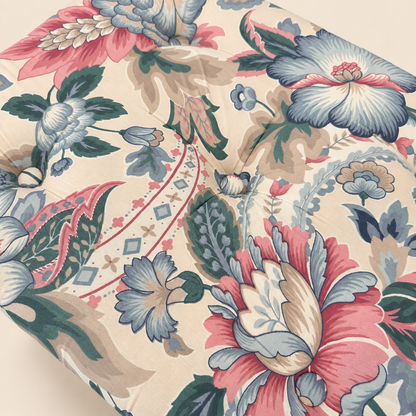 Chintz floral Parsons stool, angled view