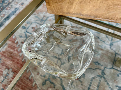 Clear Glass Oblong Ashtray — Organic Abstract Form, Mid-Century - Loom Vintage