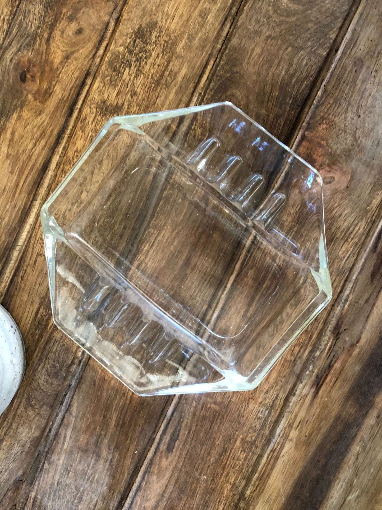 Clear Glass Octagonal Ashtray — Art Deco Style, 5" x 5" - Loom Vintage