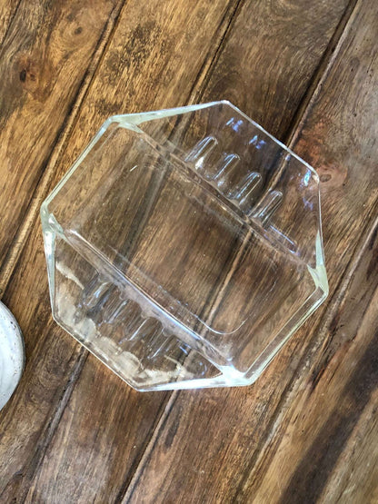 Clear Glass Octagonal Ashtray — Art Deco Style, 5" x 5" - Loom Vintage
