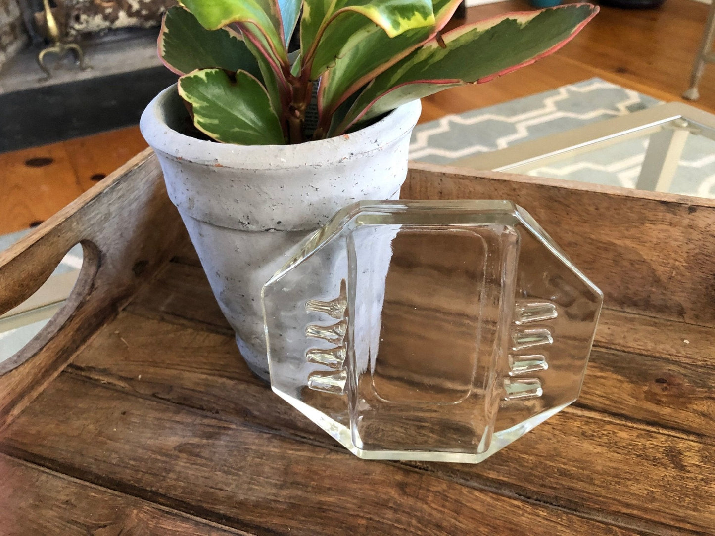 Clear Glass Octagonal Ashtray — Art Deco Style, 5" x 5" - Loom Vintage