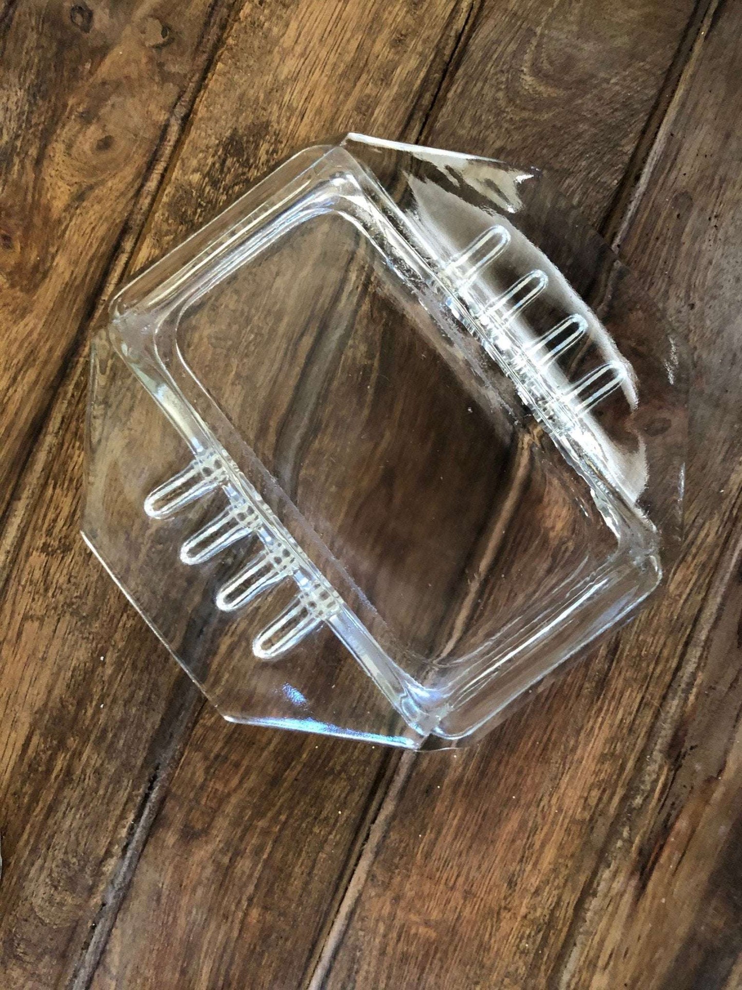 Clear Glass Octagonal Ashtray — Art Deco Style, 5" x 5" - Loom Vintage