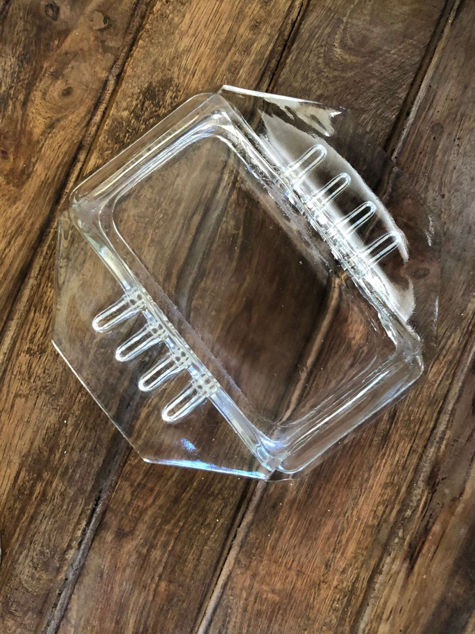 Clear Glass Octagonal Ashtray — Art Deco Style, 5" x 5" - Loom Vintage