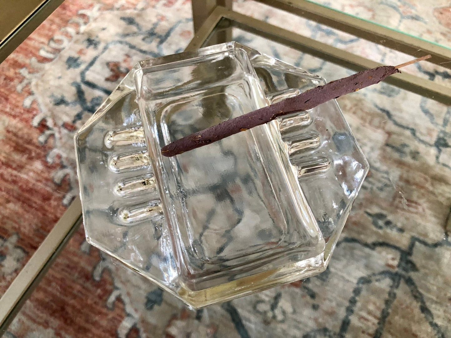Clear Glass Octagonal Ashtray — Art Deco Style, 5" x 5" - Loom Vintage